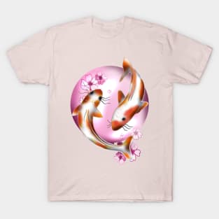koi carp with pink sakura T-Shirt